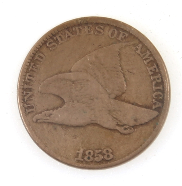 1858 US FLYING EAGLE 1 CENT COIN - LARGE LETTER