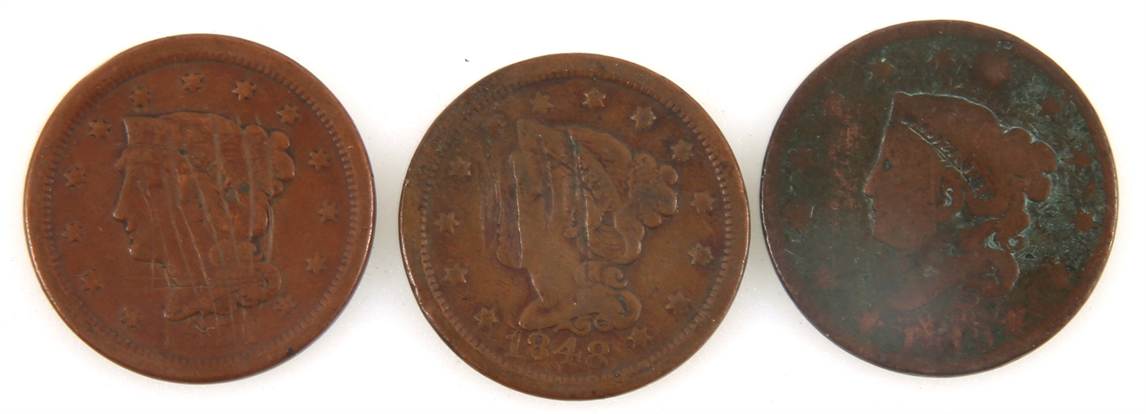 1819, 1848, & 1851 US LIBERTY HEAD LARGE CENT COINS