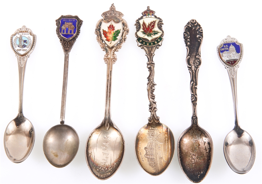 20TH C. STERLING SILVER SOUVENIR SPOONS - LOT OF 6