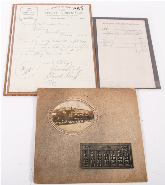 19TH/20TH C. WAYBILL, INVOICE, AND STAGECOACH CALENDAR