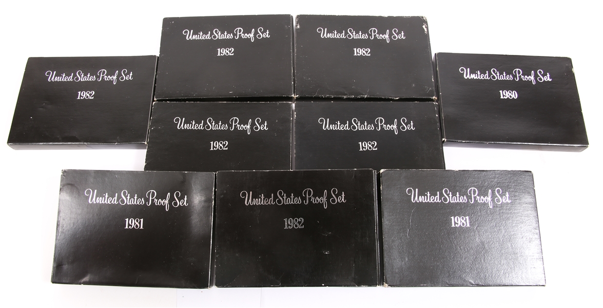 UNITED STATES BLACK BOX PROOF SETS 1980-82 LOT OF 9