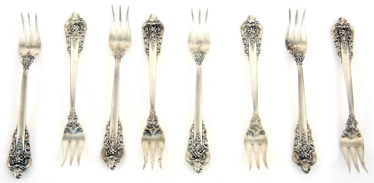 WALLACE STERLING SILVER GRAND BAROQUE SEAFOOD FORKS