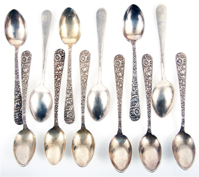 S. KIRK & SON STERLING SILVER REPOUSSE TEASPOONS