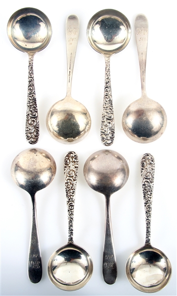 S. KIRK & SON STERLING REPOUSSE ROUND SOUP SPOONS