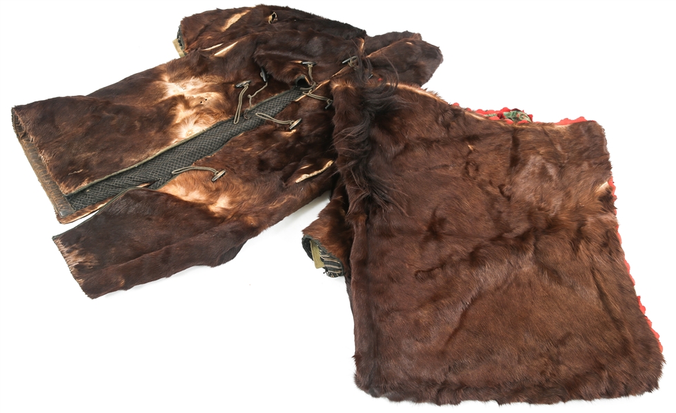 LATE 19TH C. HORSE HIDE RANCH HANDS JACKET & BLANKET