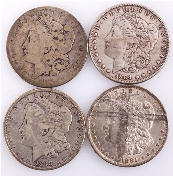 U.S. MORGAN SILVER DOLLARS 1881-1888 LOT OF 4