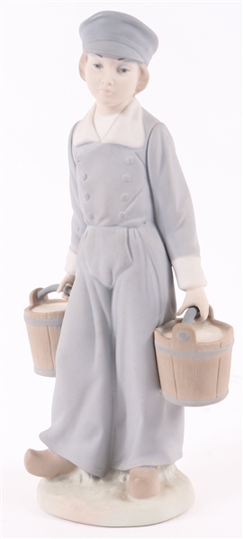 LLADRO PORCELAIN BOY WITH TWO PAILS #01004811 FIGURINE