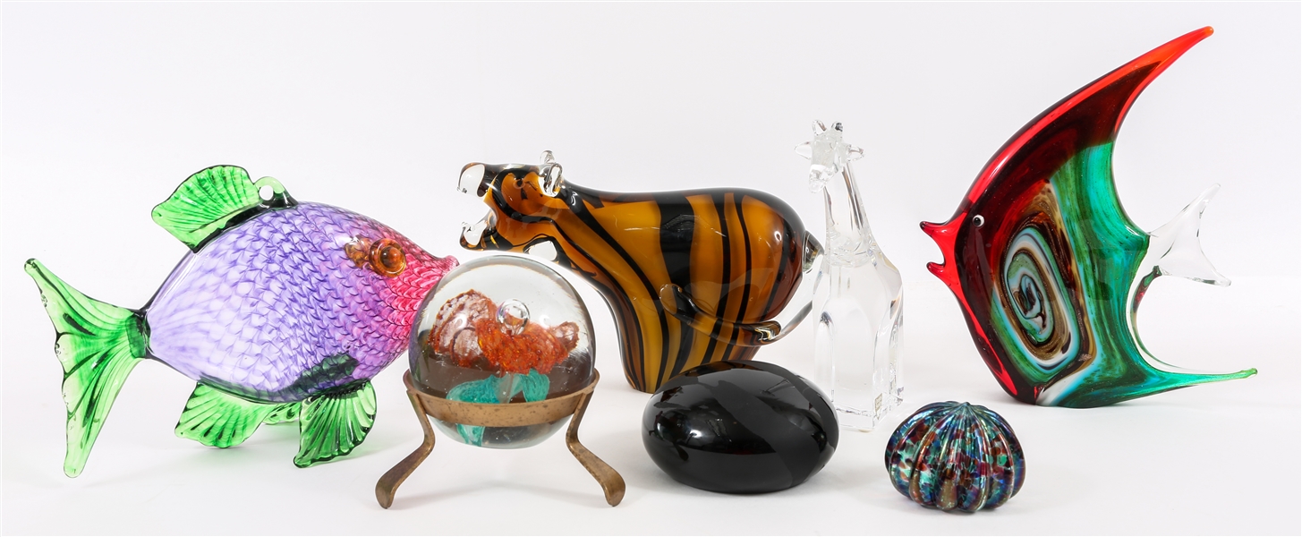 ART GLASS FIGURAL PAPERWEIGHTS LOT OF SEVEN