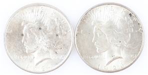 1924-P & 1926-S US SILVER PEACE DOLLAR COINS - LOT OF 2