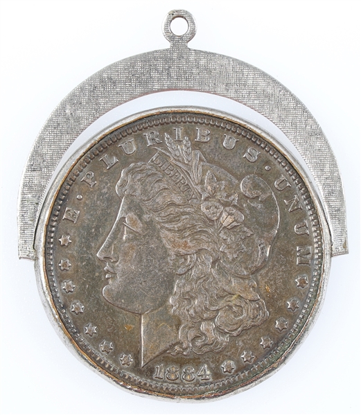 1884-P US SILVER MORGAN DOLLAR COIN IN BEZEL PENDANT