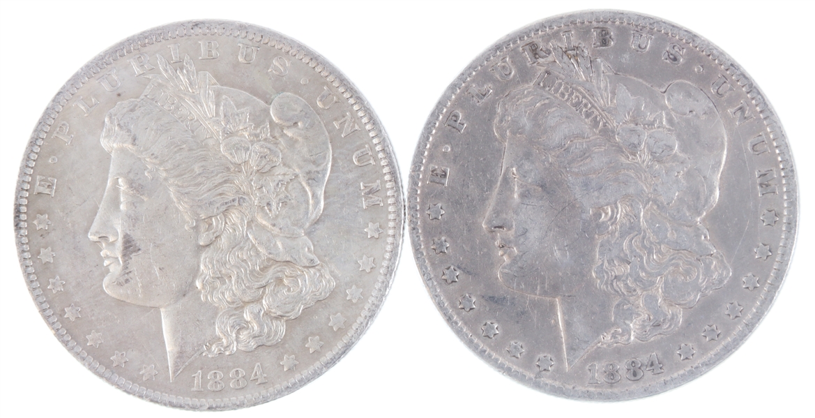 1884-O US MORGAN SILVER DOLLAR COINS - LOT OF 2