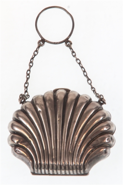 ENGLISH STERLING SILVER SHELL FORM COIN PURSE 