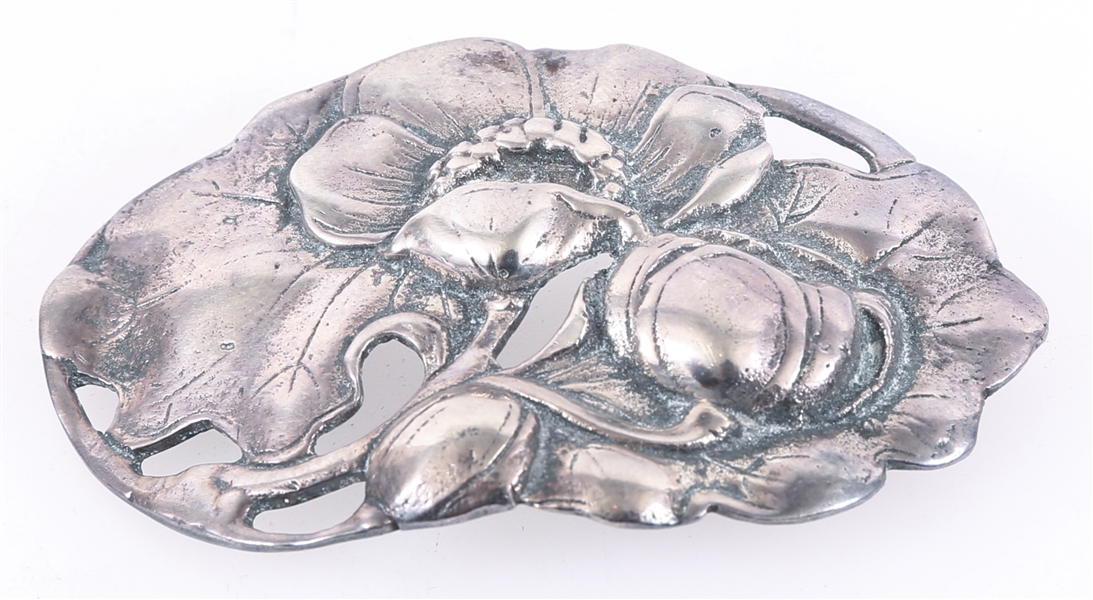 STERLING SILVER ART NOUVEAU STYLE FLORAL BROOCH PIN