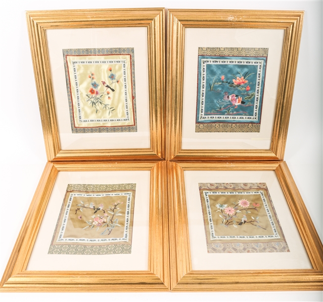 LATE 20TH C. CHINESE FRAMED SILK EMBROIDERIES