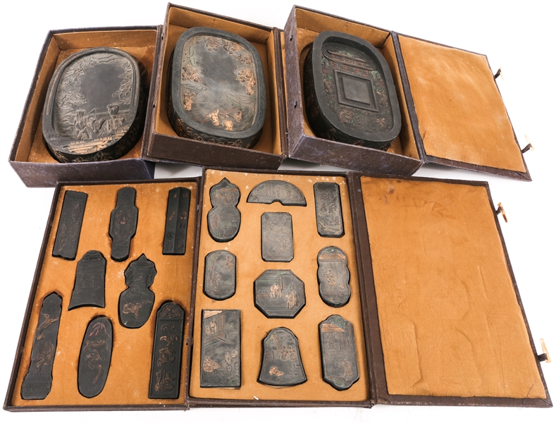 19TH C. CHINESE INK STICKS AND INK STONES