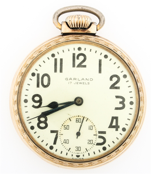 MID 20TH C. GARLAND GOLD PLATED CASE POCKET WATCH