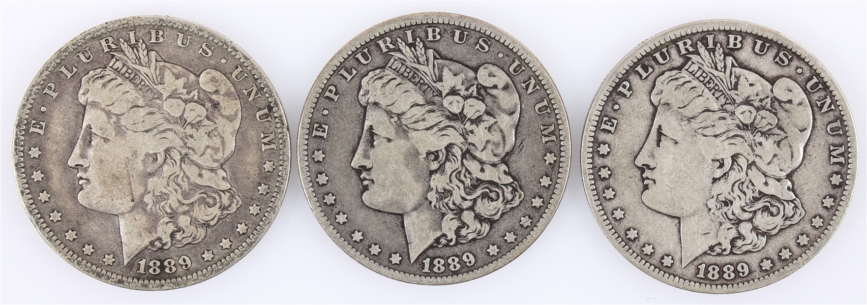 1889-O US MORGAN SILVER DOLLAR COINS - LOT OF 3