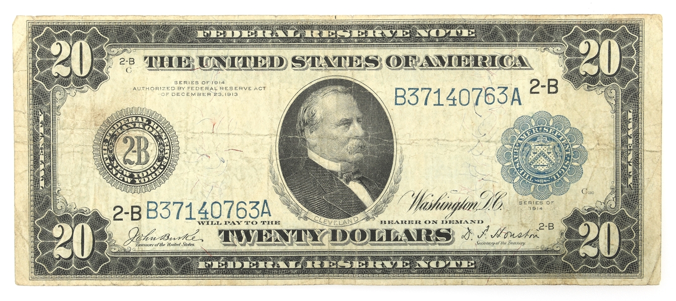 1914 US $20 FEDERAL RESERVE LARGE SIZE BANKNOTE