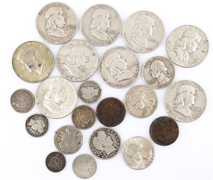 US MIXED TYPE COINS - 90%, 40% SILVER & NICKELS