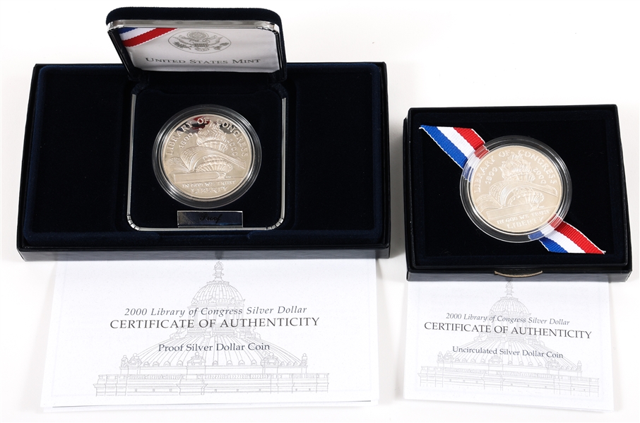 2000 US LIBRARY OF CONGRESS SILVER DOLLAR COINS