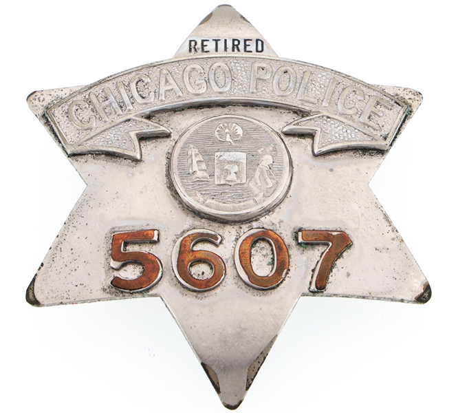 CHICAGO ILLINOIS RETIRED POLICE BADGE NO. 5607