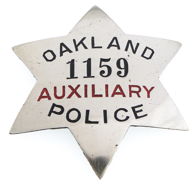 OAKLAND CALIFORNIA AUXILIARY POLICE BADGE NO. 1159