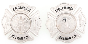 DELRAN FIRE DEPARTMENT ENGINEER BADGES LOT OF TWO