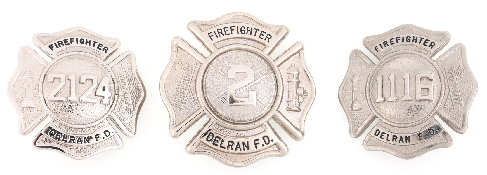DELRAN NJ FIRE DEPARTMENT FIREFIGHTER BADGES LOT OF 3
