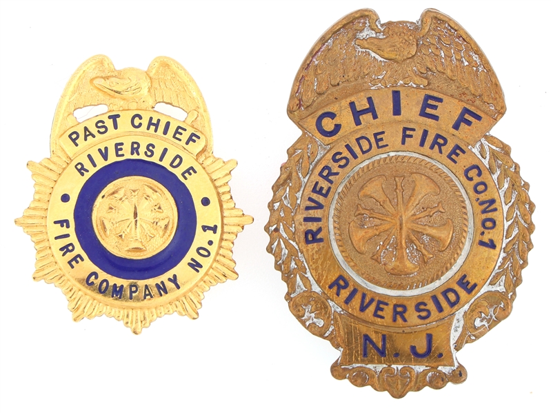 RIVERSIDE NEW JERSEY FIRE COMPANY NO. 1 BADGES LOT OF 2
