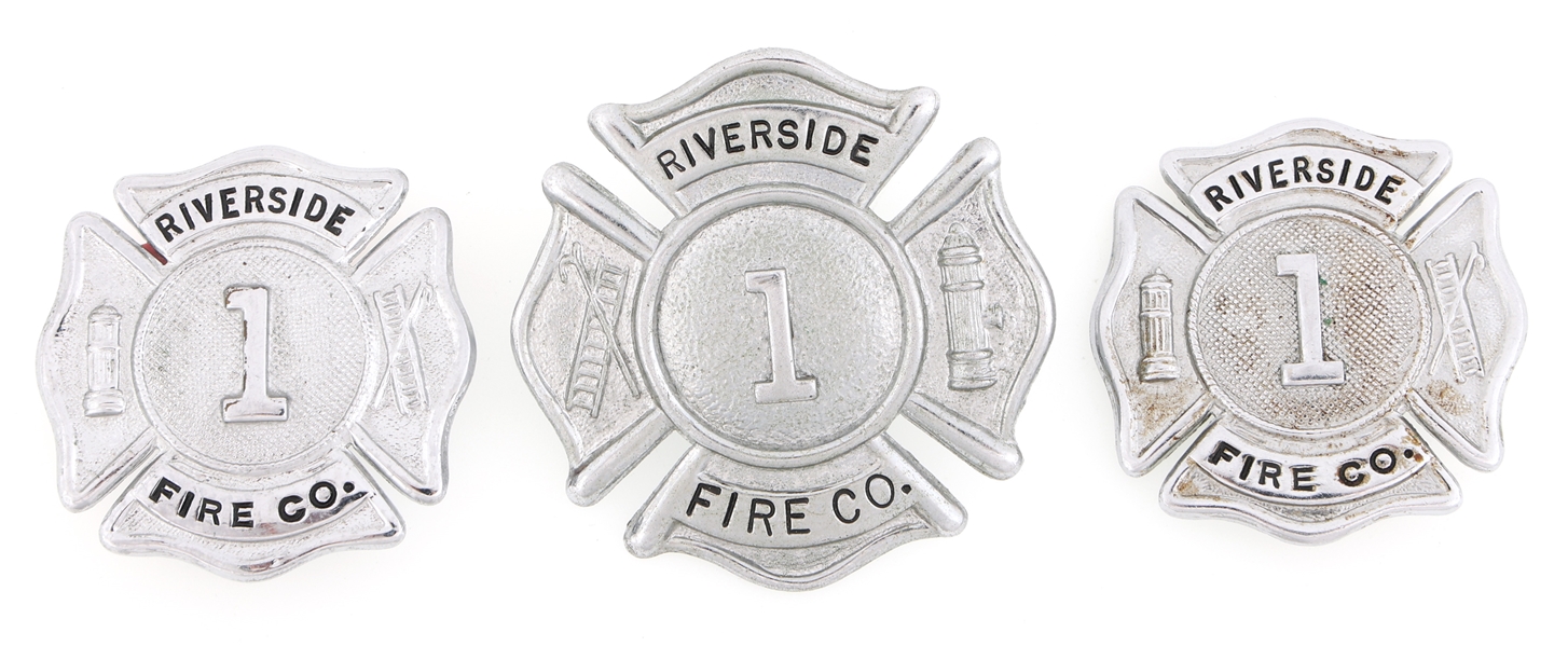 RIVERSIDE FIRE COMPANY BADGES LOT OF THREE