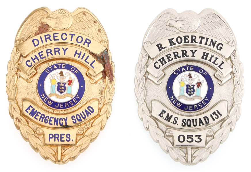 CHERRY HILL NEW JERSEY EMERGENCY SQUAD BADGES LOT OF 2