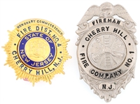 CHERRY HILL NEW JERSEY FIRE BADGES LOT OF TWO
