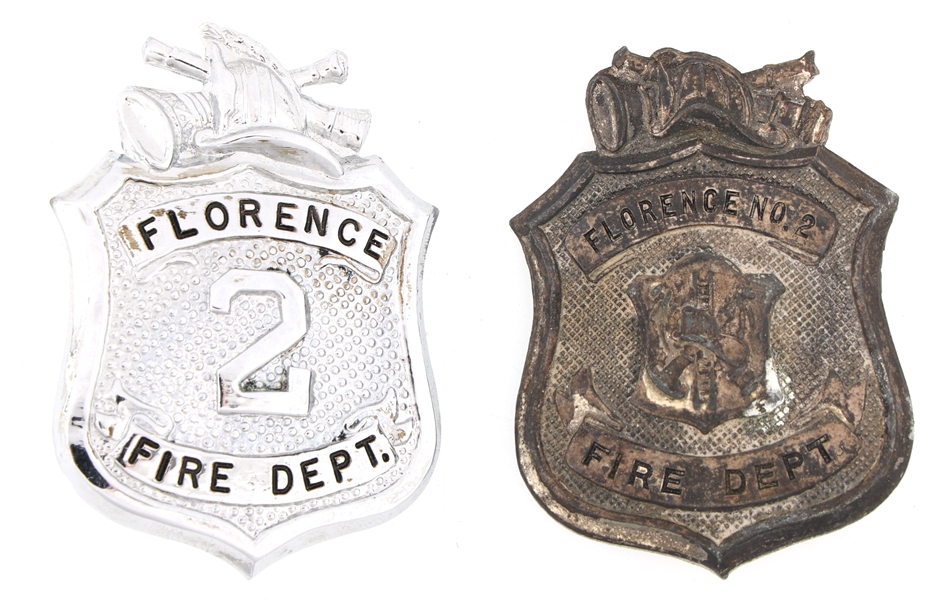 FLORENCE NEW JERSEY FIRE DEPARTMENT BADGES LOT OF TWO