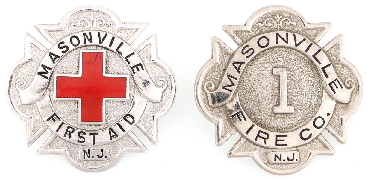 MASONVILLE NJ FIRE AND MEDICAL BADGES LOT OF TWO