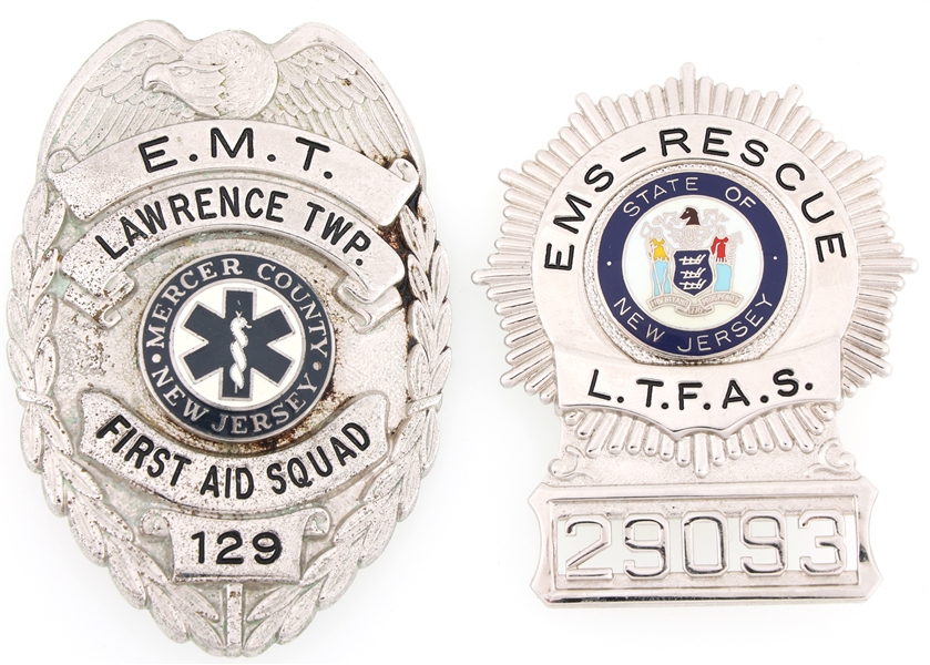 LAWRENCE TWP NEW JERSEY MEDICAL BADGES LOT OF TWO