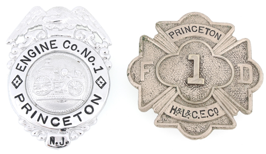 PRINCETON NEW JERSEY ENGINE COMPANY BADGES LOT OF 2