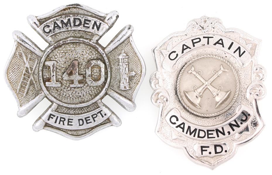 CAMDEN NEW JERSEY FIRE DEPT BADGES LOT OF TWO