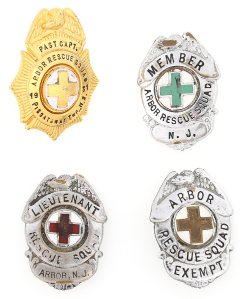NEW JERSEY ARBOR RESCUE SQUAD BADGES LOT OF FOUR