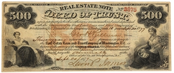 1877 $500 WASHINGTON DC REAL ESTATE LAND TRUST CO NOTE