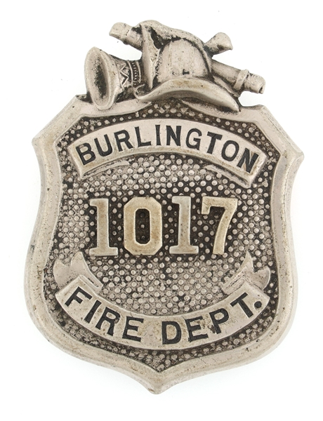 BURLINGTON NEW JERSEY FIRE DEPARTMENT BADGE NO. 1017