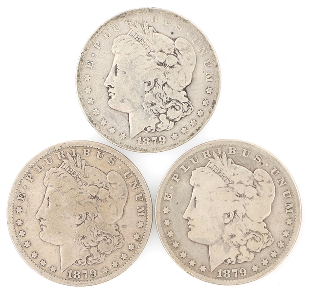 1879 US SILVER MORGAN ONE DOLLAR COINS