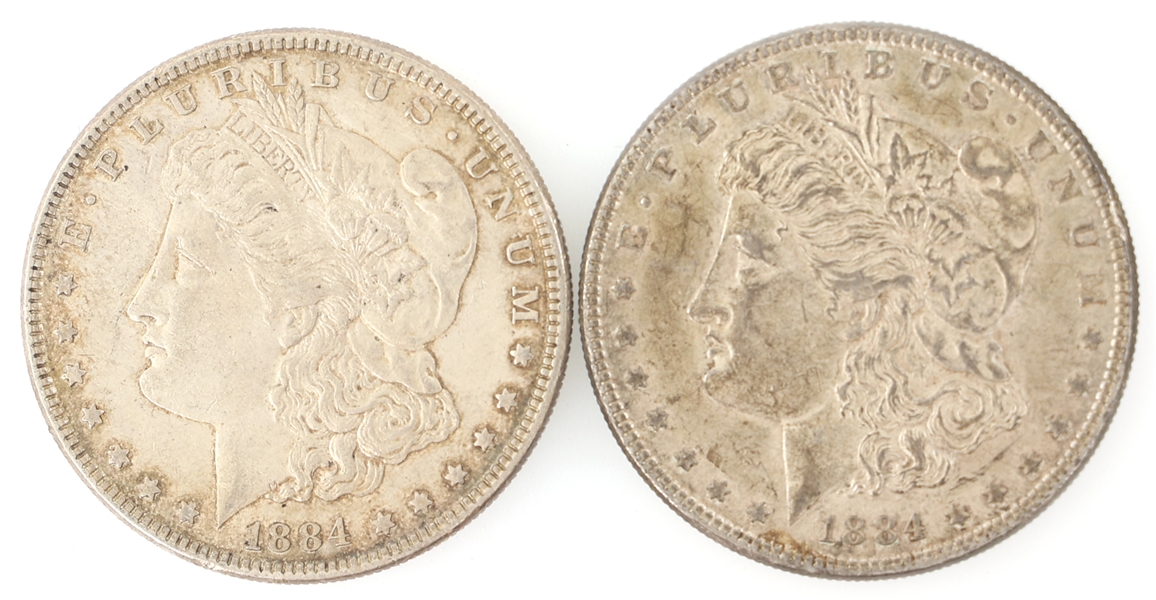 1884 US SILVER MORGAN ONE DOLLAR COINS