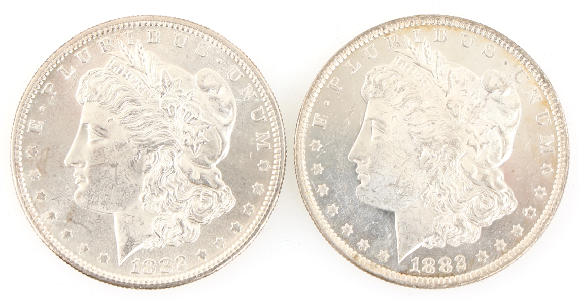 1882-S & 1882-O US SILVER MORGAN DOLLAR COINS