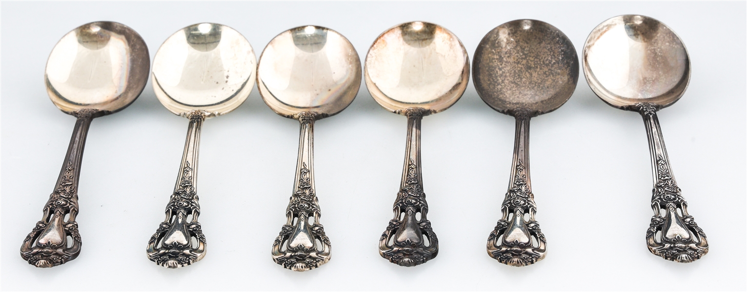 20TH C. LUNT STERLING SILVER ELOQUENCE SOUP SPOONS
