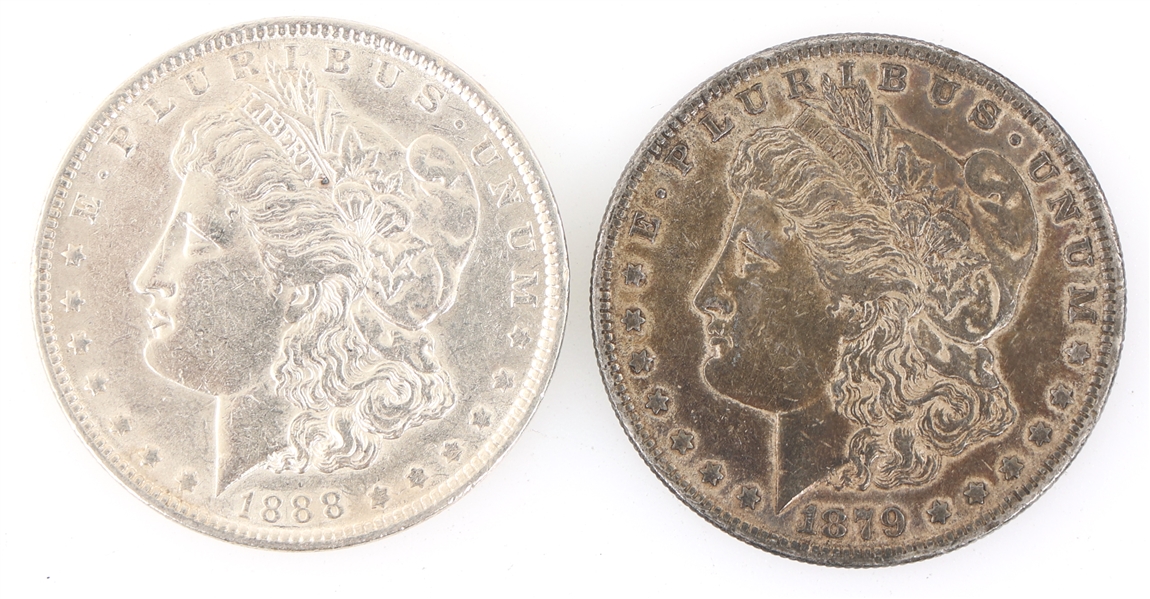 1879 & 1888 US SILVER MORGAN DOLLAR COINS
