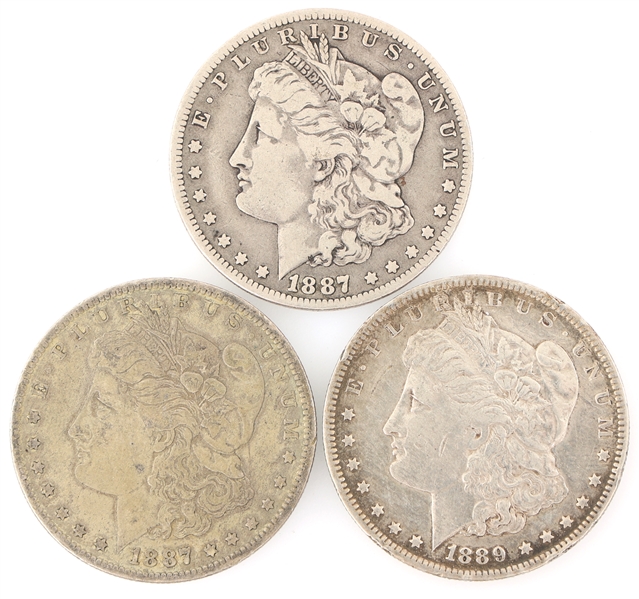 1887-O & 1889-O US SILVER MORGAN DOLLAR COINS