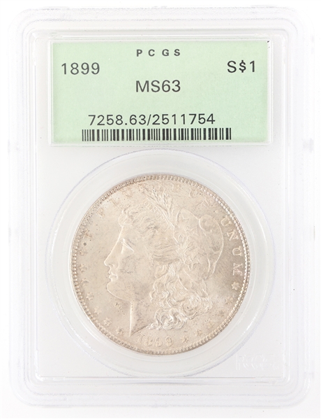 1899 US SILVER MORGAN DOLLAR COIN PCGS GRADED MS63