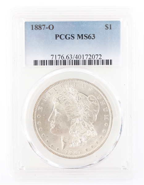 1887-O US SILVER MORGAN DOLLAR COIN PCGS GRADED MS63