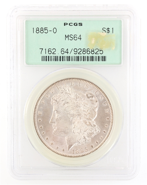 1885-O US SILVER MORGAN DOLLAR COIN PCGS MS64 OGH