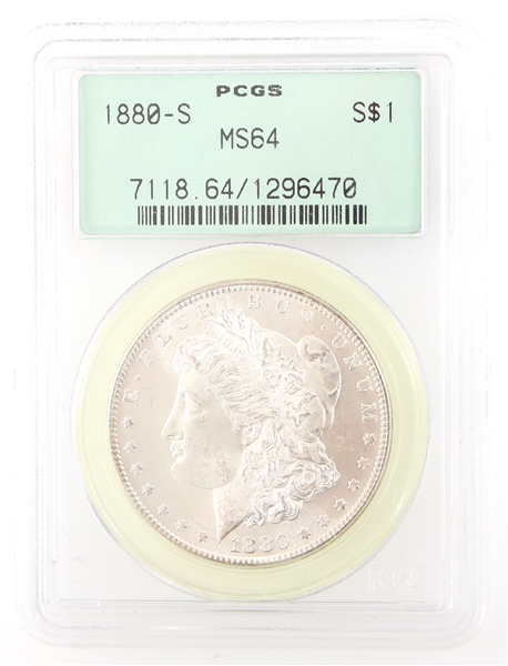 1880-S US SILVER MORGAN DOLLAR COIN PCGS MS64 OGH